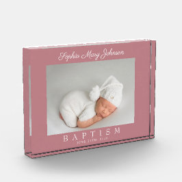 Bloque Para Fotos Bautismo moderno de escritura rosada