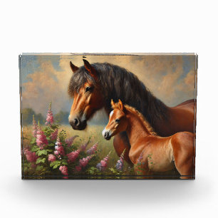 Bloque Para Fotos Bay Mare con pintura de Foal Wildflowers