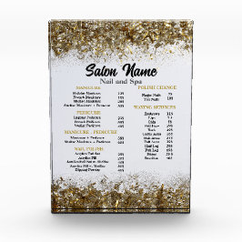 Bloque Para Fotos Beauty Nail Salon Price List menú Gold confetti