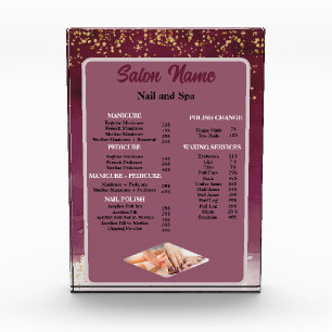 Bloque Para Fotos Beauty Nail Salon Price List menú púrpura rojo