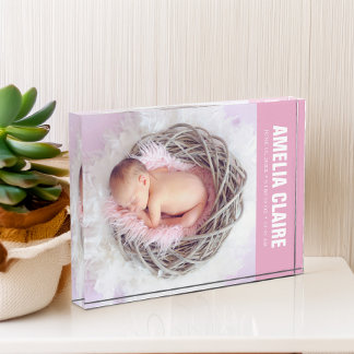 Bloque Para Fotos Bebé de bienvenida rosa