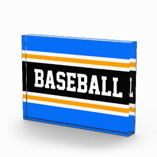 Bloque Para Fotos BÉISBOL Azul brillante Negro Blanco Naranja Rayas