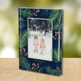 Bloque Para Fotos Berries Evergreens Christmas Custom Navy Blue