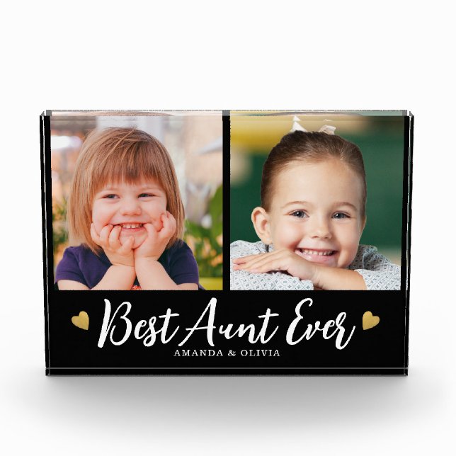 Bloque Para Fotos Best Aunt Ever Gold Heart Keepsake Black 2 Collage (Anverso)
