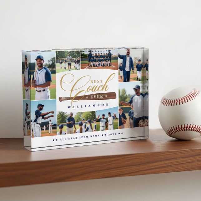 Bloque Para Fotos Best Baseball Coach Ever Team Sports Photo Collage (Best Baseball Coach Ever Team Sports Photo Collage)