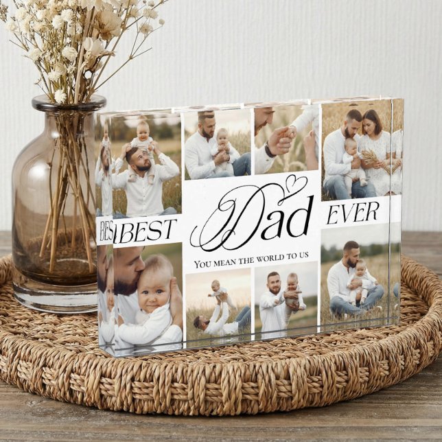 Bloque Para Fotos Best Dad Ever Heart Family Photo Collage keepsake (Best Dad Ever Heart Family Photo Collage keepsake Block)