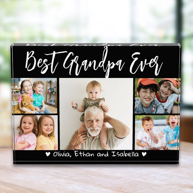 Bloque Para Fotos Best Grandpa Ever Grandkids  Black 5 Collage (Subido por el creador)