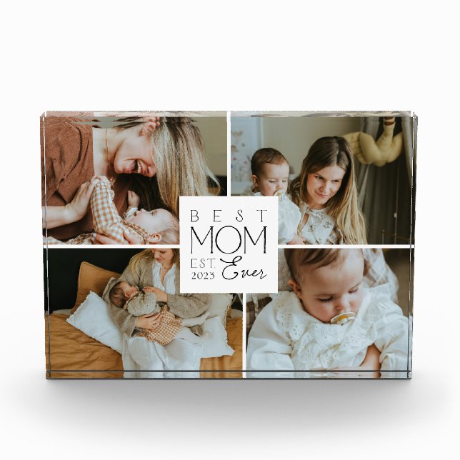 Bloque Para Fotos Best Mom Ever Custom 4 Photo Collage (Anverso)