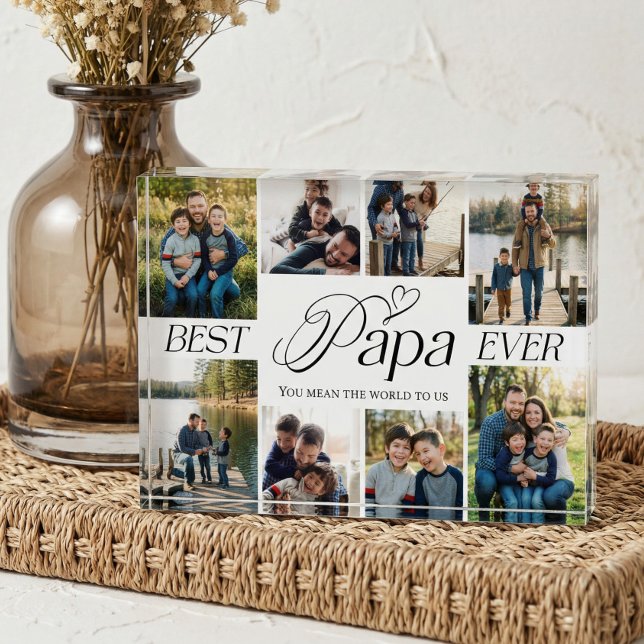Bloque Para Fotos Best Papa Ever Heart Family Photo Collage keepsake (Best Papa Ever Heart Family Photo Collage keepsake Block)