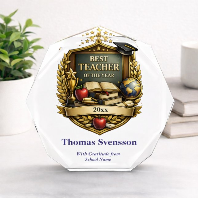 Bloque Para Fotos Best Teacher of the Year Award Personalized (Subido por el creador)