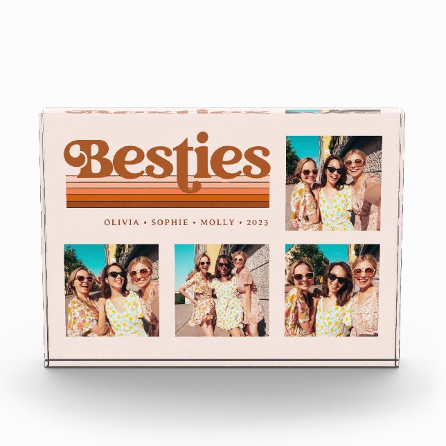 Bloque Para Fotos Besties | Boho Retro Terracotta Mensajes de texto  (Anverso)
