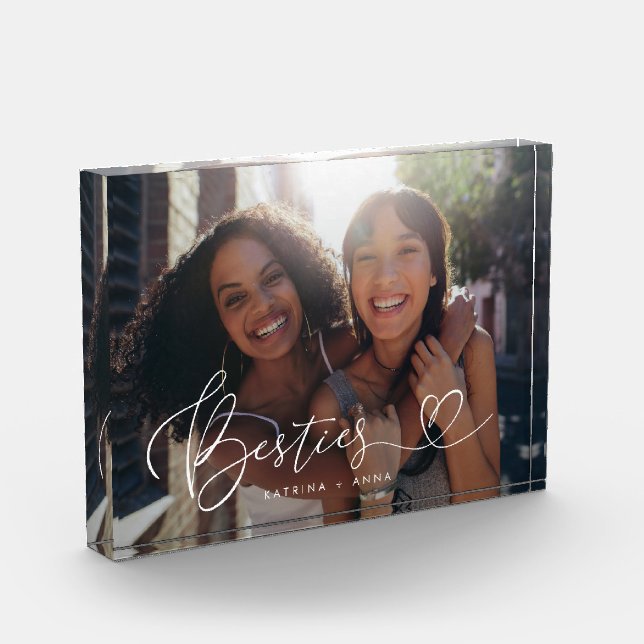 Bloque Para Fotos Besties Heart Script keepsake (Izquierda)
