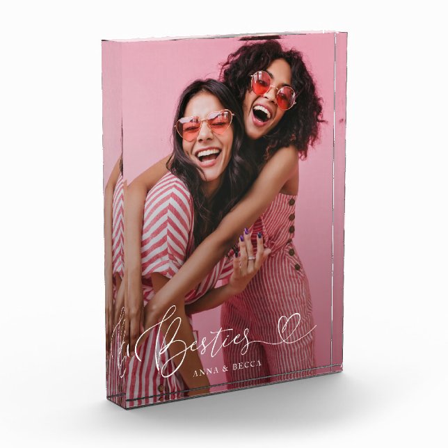 Bloque Para Fotos Besties Modern Heart Script Keepsake (Izquierda)