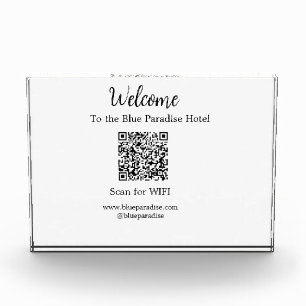 Bloque Para Fotos Bienvenidos al hotel restaurante villa scan QR WIF