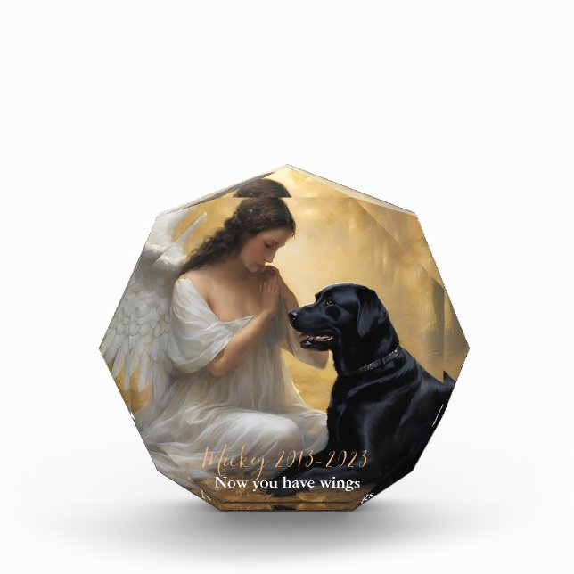 Bloque Para Fotos Black Lab con monumento a Angel Personalizado (Anverso)