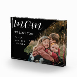 Bloque Para Fotos Black Modern Brushstroke Script We Love You Mom