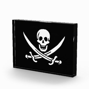 Bloque Para Fotos Blanco, Bandera Pirata Calico Jack, Calavera y Cut