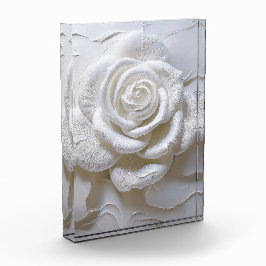 Bloque Para Fotos Blanco Sobre Blanco - Rosa Esculpida