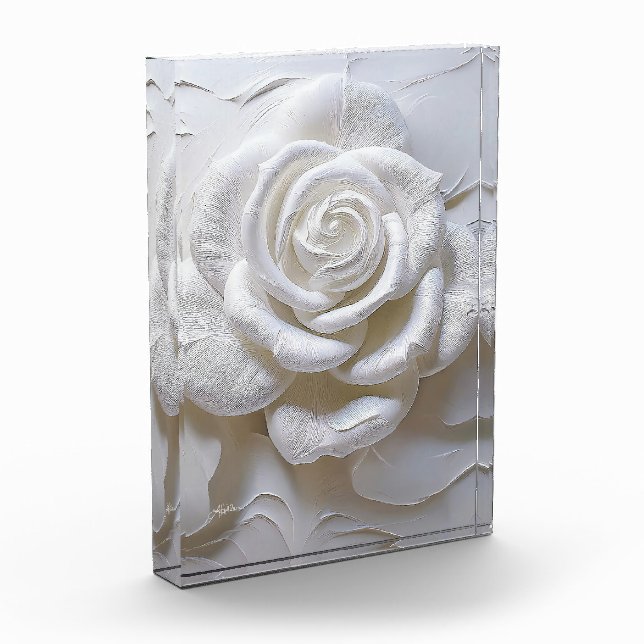 Bloque Para Fotos Blanco Sobre Blanco - Rosa Esculpida (Izquierda)