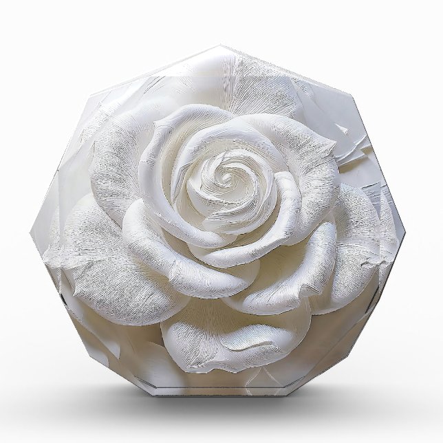 Bloque Para Fotos Blanco Sobre Blanco - Rosa Esculpida (Anverso)