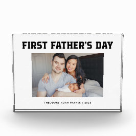 Bloque Para Fotos Blanco y negro | Modern Script First Father's Day