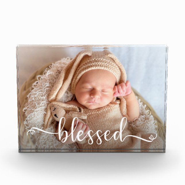 Bloque Para Fotos Blessed Script Baby Photo Block (Anverso)
