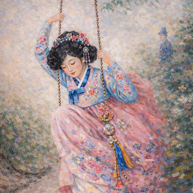 Bloque Para Fotos Blossom Swing – A Dream of Spring in Hanbok (Subido por el creador)