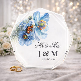 Bloque Para Fotos Blue Floral Keepsake Newlyweds Gift Bride  Groom 
