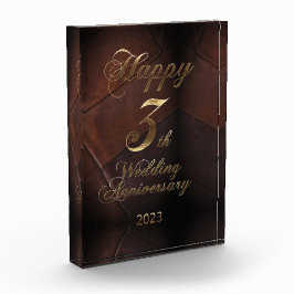 Bloque Para Fotos boda de cuero 2023 Feliz tercer aniversario