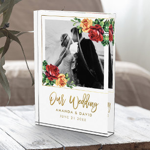 Bloque Para Fotos Boda de Rosas de época Keepsake Newlyweds