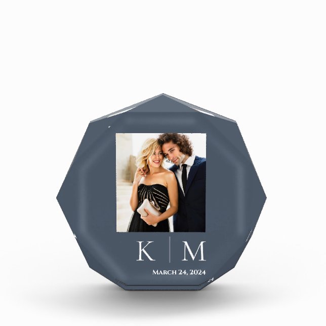 Bloque Para Fotos Boda fotográfico azul y blanco Keepsake - (Anverso)