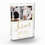 Bloque Para Fotos Boda Golden Script de siempre elegante<br><div class="desc">Por Siempre Elegante Bloque De Fotos De Bodas De Guión Dorado. Añade tu foto boda favorita a la plantilla y personaliza con tus nombres y fecha boda.</div>