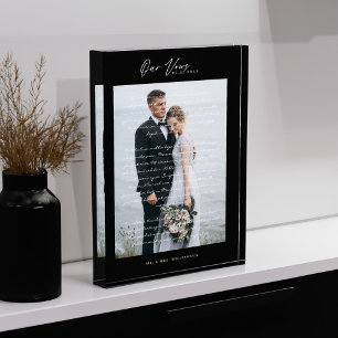 Bloque Para Fotos Boda muestra script y marco negro mínimo