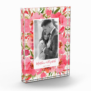 Bloque Para Fotos Boda personalizada con floral acuarela