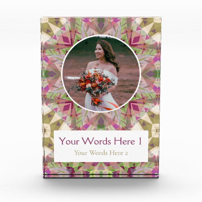 Bloque Para Fotos Boda Personalizada Verde Rosa Púrpura Estrella Rec (Anverso)