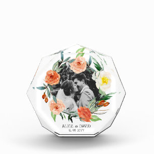 Bloque Para Fotos Boda Recuerdos Watercolor Floral Wreath Nombrado P