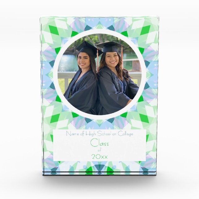 Bloque Para Fotos Bonito Blue Green Graduation Photo Keepsake Gift (Anverso)