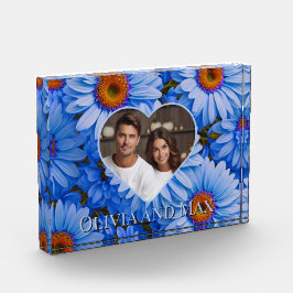 Bloque Para Fotos Bonito retro Patrón de mareas azul floral azul