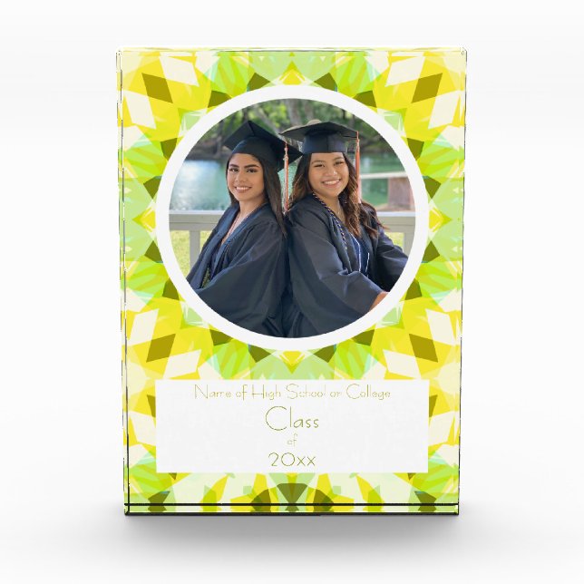 Bloque Para Fotos Bonito Yellow Green Graduation Photo Keepsake Gift (Anverso)