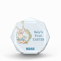 Boy First Easter Bunny on Flower Swing