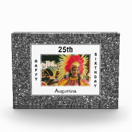 Bloque Para Fotos Brillantina plateada | CUALQUIER EDAD | Feliz cump