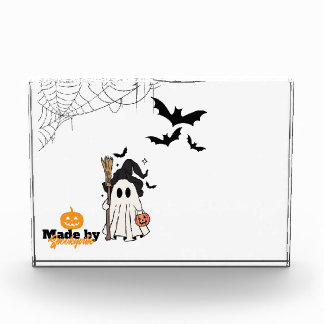 Bloque Para Fotos Bruja fantasma de Halloween con cuarto y calabaza