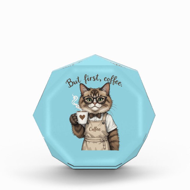 Bloque Para Fotos But First, Coffee Cat (Anverso)