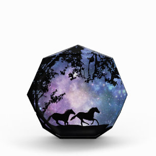 Bloque Para Fotos Caballos corriendo en el bello arte de la luna