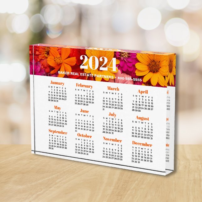 Bloque Para Fotos Calendario Floral de promoción de negocios 2024 (Subido por el creador)