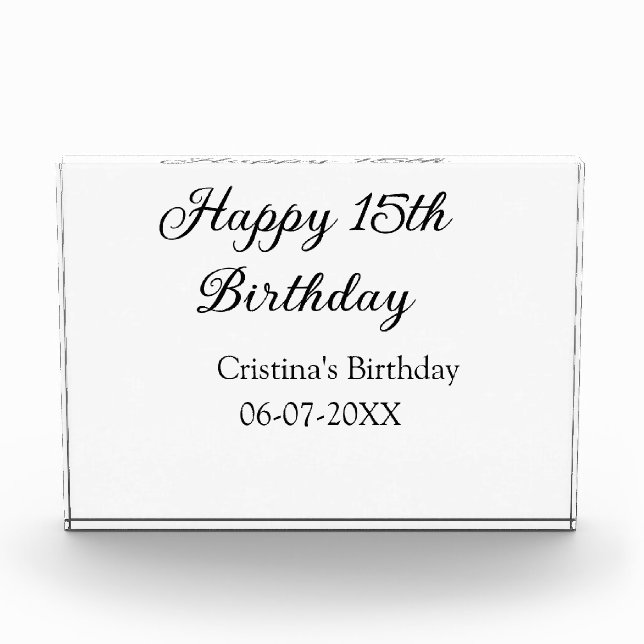 Bloque Para Fotos caligrafía simple mínimo feliz 15 cumpleaños (Anverso)