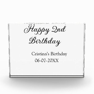 Bloque Para Fotos caligrafía simple mínimo feliz segundo cumpleaños