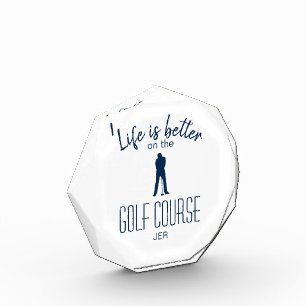 Bloque Para Fotos Campo de Golf Golfista Cotización Monograma Azul B