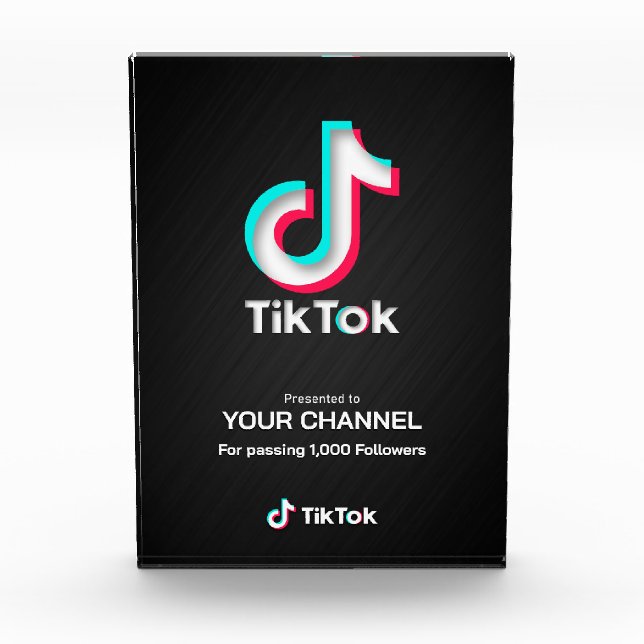 Bloque Para Fotos Canal personalizado del premio TikTok (Anverso)