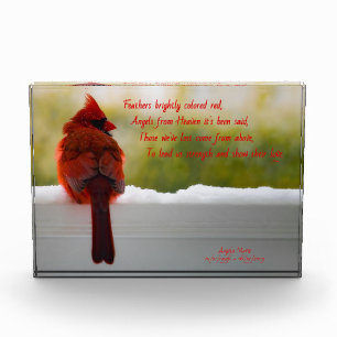 Bloque Para Fotos Cardenal con poema de Visitantes del cielo (person